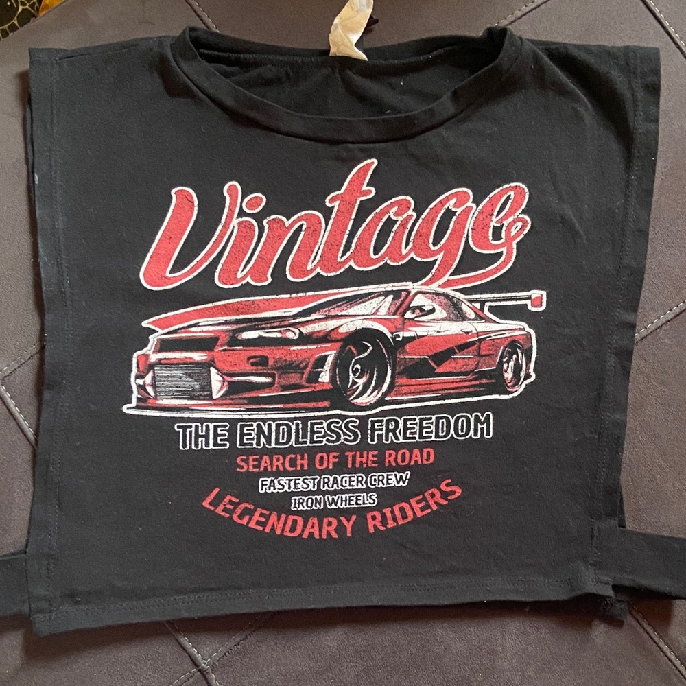 Vintage Black Crop Top Shirt